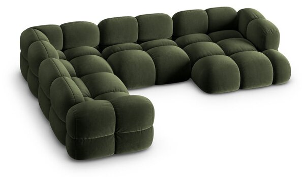 Divano angolare verde (con penisola a sinistra/a U) con rivestimento in velluto Loretto – Cosmopolitan Design