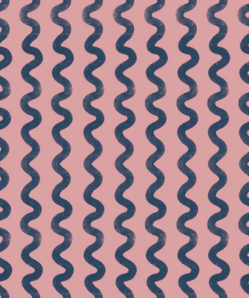 Carta da parati Motivo ondulato blu scuro su sfondo rosa, Parati astratta classici, a01187 : Uwalls.it