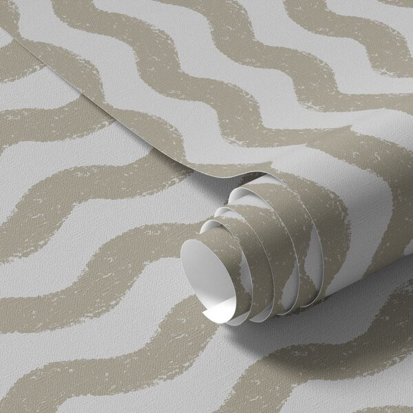 Carta da parati Motivo ondulato beige su sfondo grigio, Parati geometrica classici, Parati geometrica a righe classici, a01188v2 : Uwalls.it
