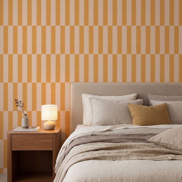 Carta da parati Righe verticali arancioni su sfondo beige, Parati unica, a01190v3 : Uwalls.it