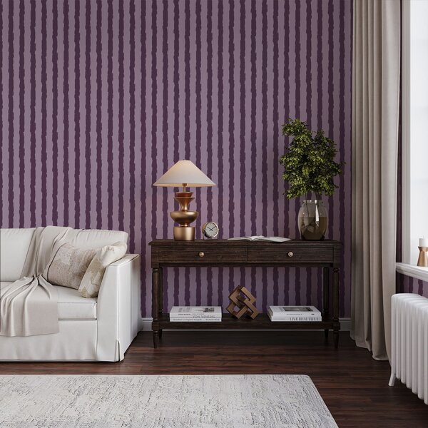 Carta da parati Pennellate verticali viola su sfondo lilla, Parati unica, a01191v3 : Uwalls.it