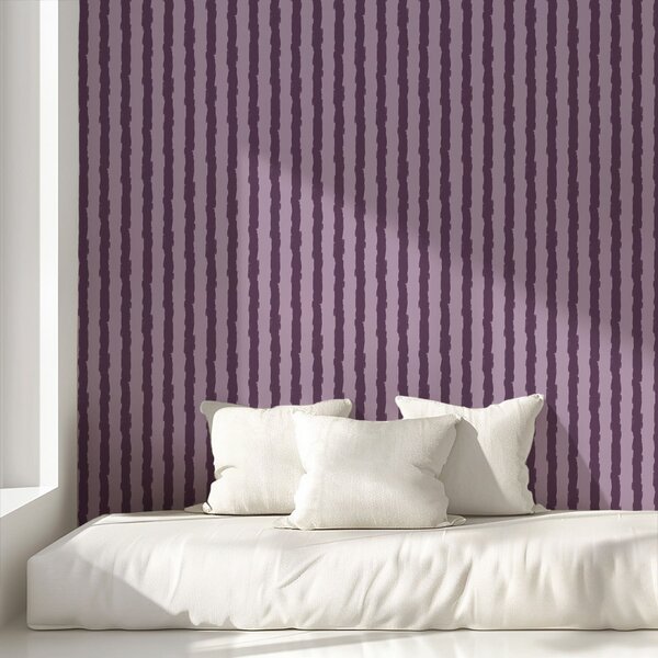 Carta da parati Pennellate verticali viola su sfondo lilla, Parati unica, a01191v3 : Uwalls.it