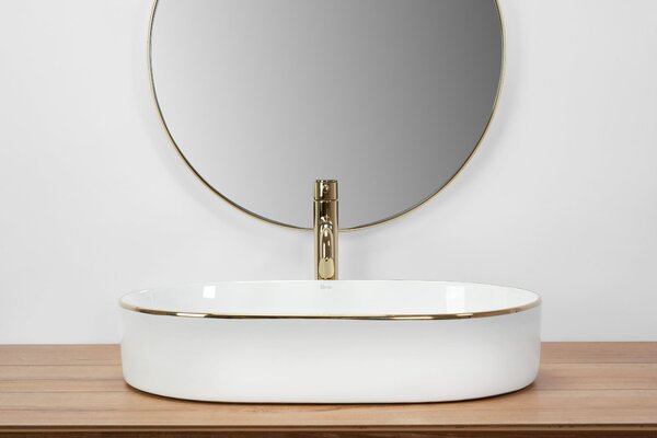 Lavabo da appoggio in ceramica Rea Nadia White Gold Edge