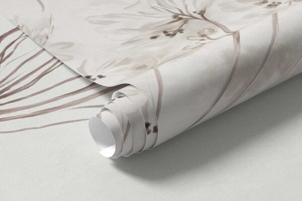 Carta da parati Ombrelle essiccate su uno sfondo chiaro e minimalista, Carta da parati Floreale, Carta da parati Fiori grandi, w05543 : Uwalls.it