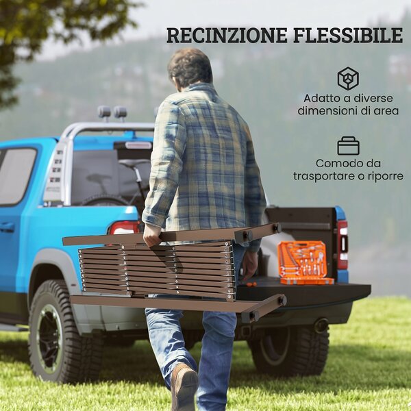 Outsunny Recinzione per Giardino a Larghezza Regolabile, in Metallo e Alluminio, 250x31x103.5 cm, Marrone | Aosom Italy