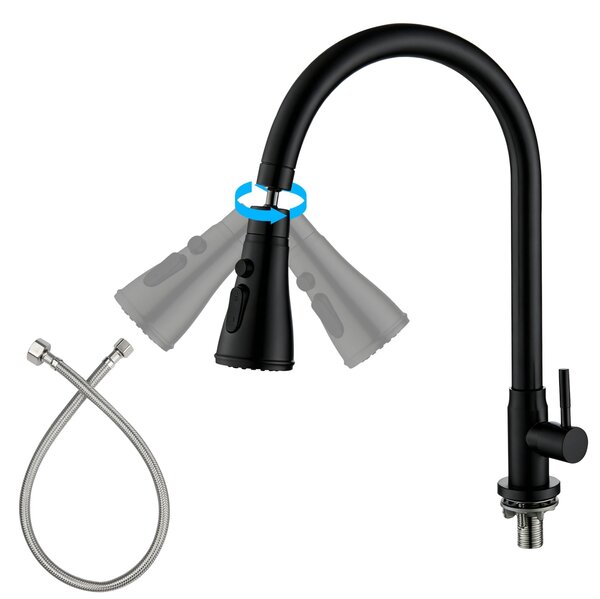 Solidchoice - Rubinetto da cucina ad arco alto per acqua fredda, finitura nera opaca