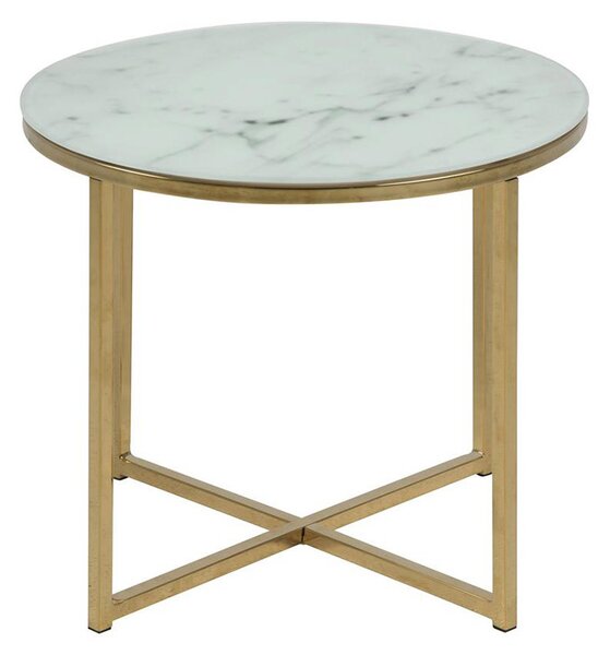 Tavolino basso effetto marmo e piedi in metallo 50 cm SILAS