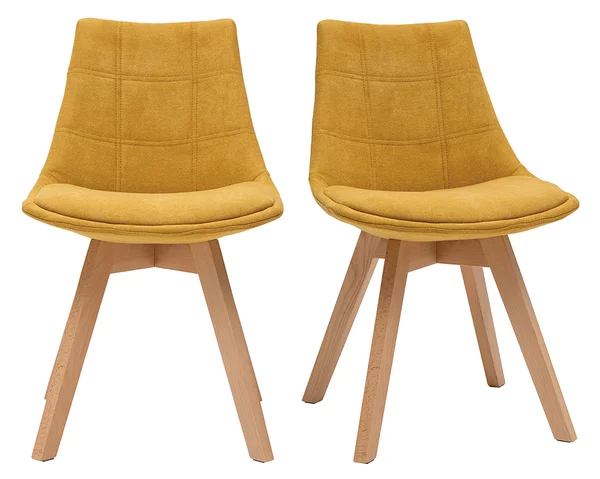Set di 2 sedie scandinave in tessuto giallo MATILDE