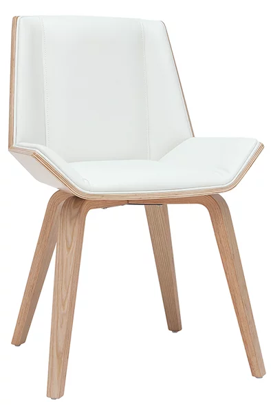 Sedia di design bianca e legno chiaro MELKIOR