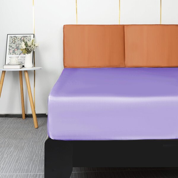 Solidchoice - Lenzuolo con angoli, in raso, realizzato in morbido poliestere di alta qualità, adatto per materassi con altezza di 36 cm (lilla chiaro, 180x200 cm)