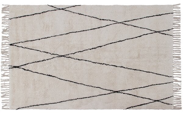 Tappeto berbero a frange in cotone écru 160 x 230 cm HODNA