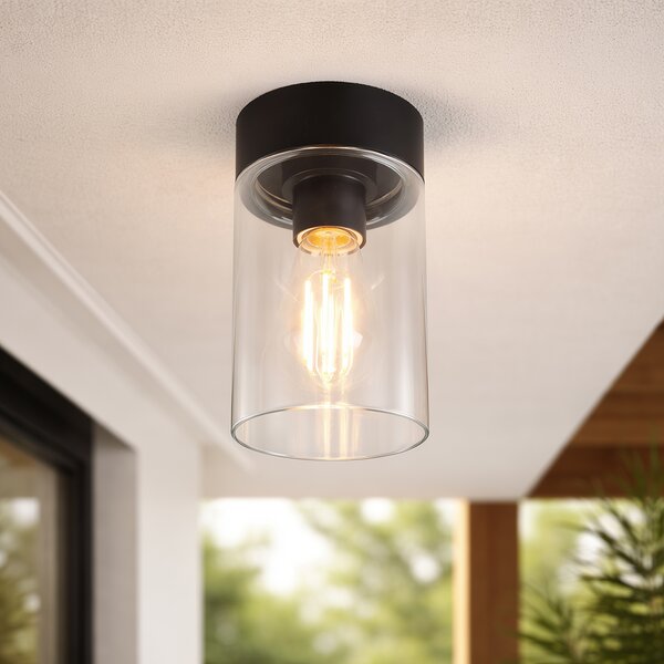 Plafoniera moderna nera 22,6 cm IP44 - Jarra
