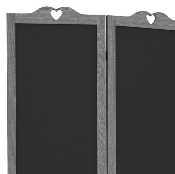 HOMCOM Separè Pieghevole in 4 Pannelli in Legno con Lavagne 162x172 cm Grigio | Aosom Italy