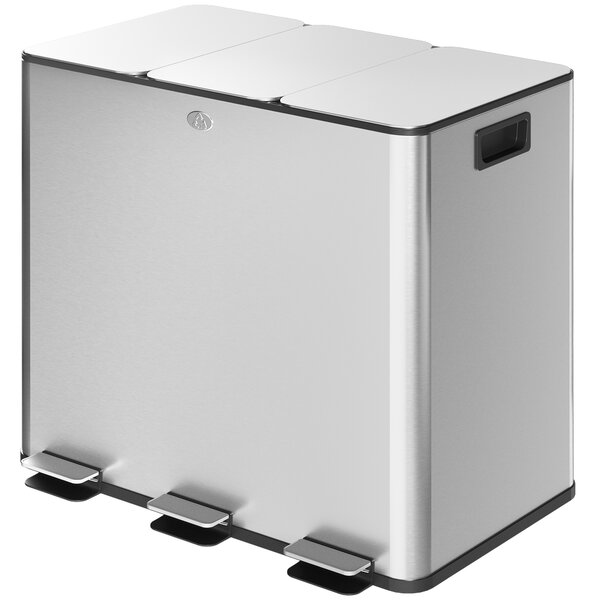HOMCOM Cestino della Spazzatura con 3 x 20 L Scomparti, Coperchi Deodoranti, anti-impronte digitali, Soft-Close, estraibile, Argento | Aosom Italy