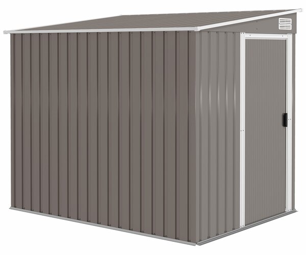 Outsunny Casetta da Giardino con Base, Porta Scorrevole e Tetto Inclinato, Capanno Attrezzi in Metallo, 1.5x2m, Grigio Chiaro | Aosom Italy