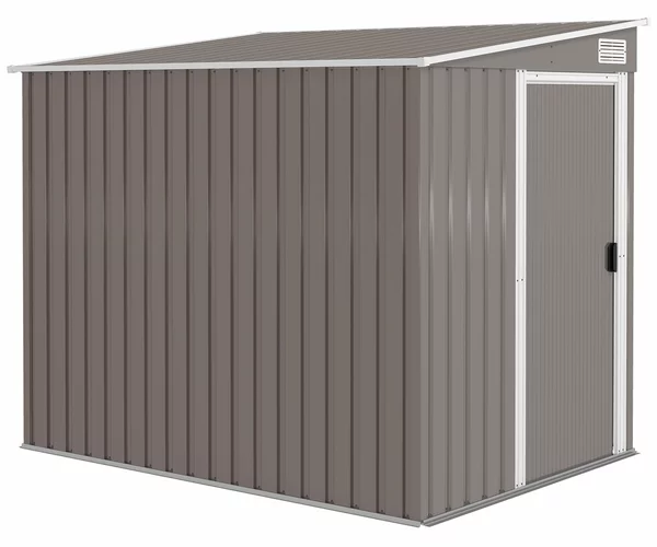 Capanno Attrezzi 1.5x2m con Base Porta Scorrevole e Tetto Inclinato in Metallo Grigio Chiaro