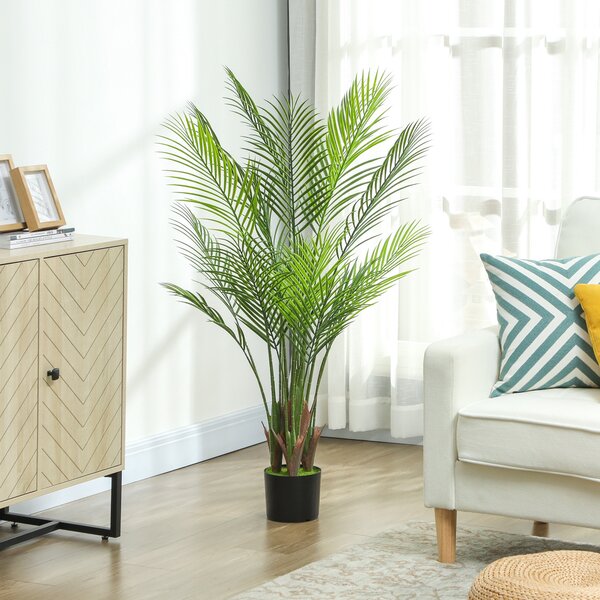 HOMCOM Pianta artificiale da interno alta 120 cm, con vaso in plastica, Verde | Aosom Italy
