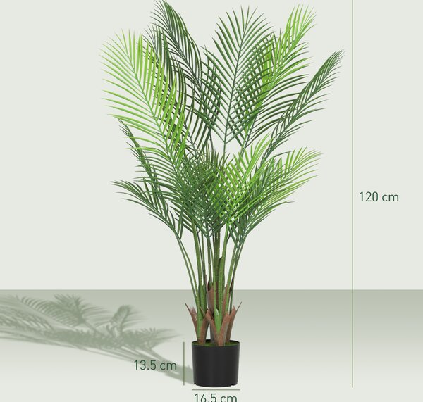 HOMCOM Pianta artificiale da interno alta 120 cm, con vaso in plastica, Verde | Aosom Italy