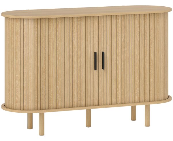 HOMCOM Credenza con Porte Tambour Scorrevoli 4 Compartimenti e Gambe in Legno 120x40x78 cm Rovere | Aosom Italy