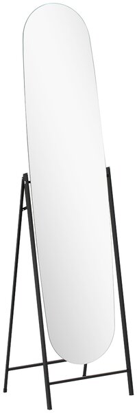HOMCOM Specchio da Terra a Corpo Intero Senza Cornice, con Supporto in Metallo, 160x40 cm, Nero | Aosom Italy