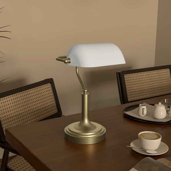 HOMCOM Lampada da Tavolo Regolabile con Interruttore, 26.8x22x39.5 cm, Bianco | Aosom Italy