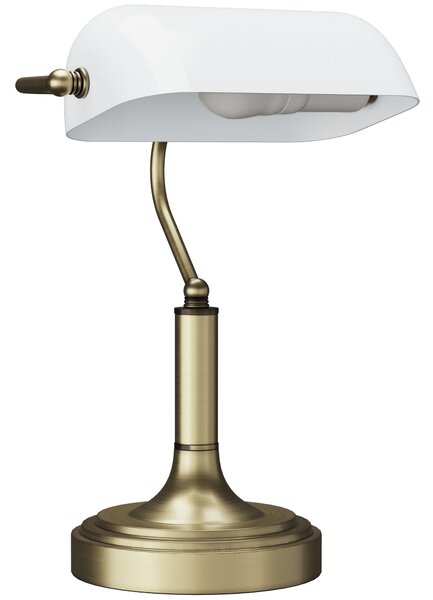 HOMCOM Lampada da Tavolo Regolabile con Interruttore, 26.8x22x39.5 cm, Bianco | Aosom Italy