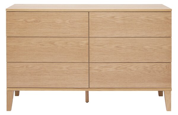 Comò 6 cassetti in legno chiaro L120 cm FREDDY