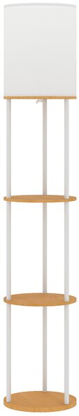 HOMCOM Lampada da Terra con Ripiani e Telecomando – 3 Temperature Colore, Legno Naturale | Aosom Italy