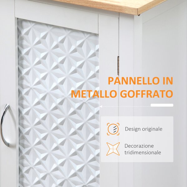 HOMCOM Carrello da Cucina a 4 Ruote con 1 Cassetto, 1 Armadietto, 1 Ripiano Aperto a 3 Livelli e 1 Portasciugamani 92x40x84 cm, Bianco|Aosom