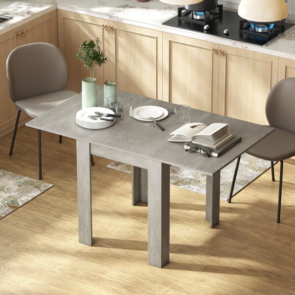 HOMCOM Tavolo da Pranzo Allungabile per 4-6 Persone in Legno e Acciaio, 140x80x77.5 cm, Grigio e color Legno | Aosom Italy