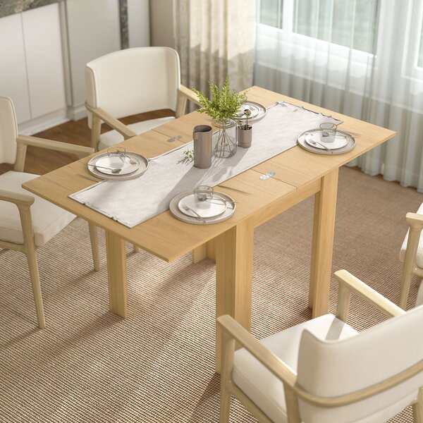 HOMCOM Tavolo da Pranzo Allungabile per 4-6 Persone in Legno e Acciaio, 140x80x77.5 cm, Color Legno | Aosom Italy