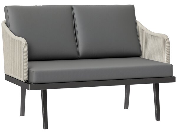 Outsunny Divano da giardino 2 posti con cuscini in rattan, telaio in acciaio 110 x 70 x 72 cm Grigio scuro | Aosom Italy
