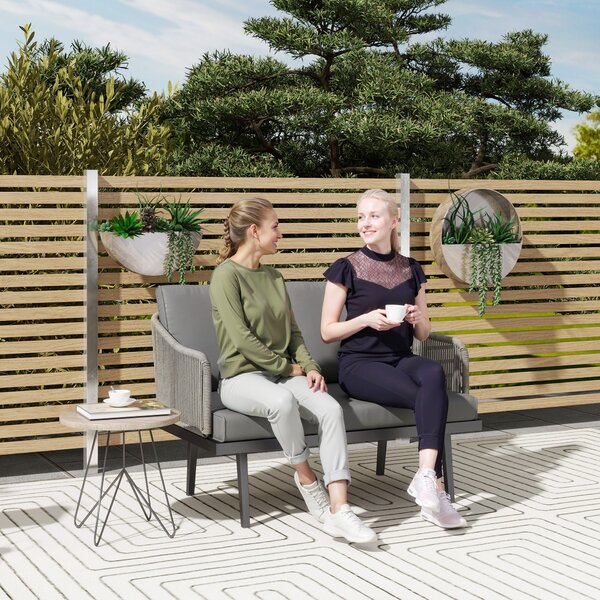 Outsunny Divano da giardino 2 posti con cuscini in rattan, telaio in acciaio 110 x 70 x 72 cm Grigio scuro | Aosom Italy
