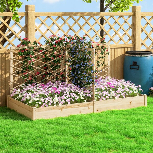 Outsunny Fioriera con 3 griglie regolabili, fioriera esterna in legno per balcone terrazza patio, 222 x 114 x 109 cm, legno naturale | Aosom Italy