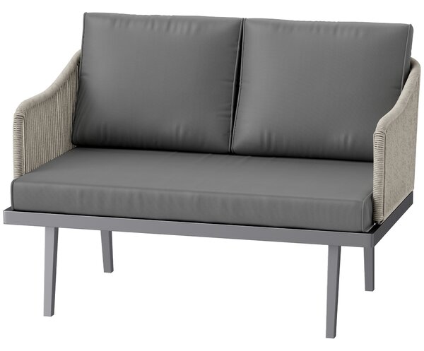 Outsunny Divano da giardino 2 posti con cuscini in rattan, telaio in acciaio 110 x 70 x 72 cm Grigio scuro | Aosom Italy