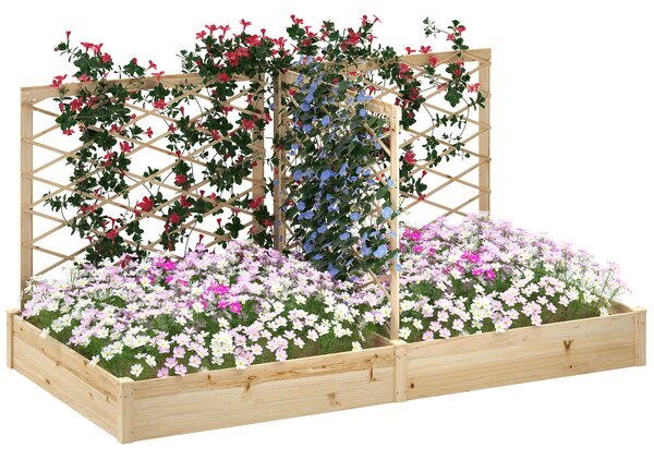 Outsunny Fioriera con 3 griglie regolabili, fioriera esterna in legno per balcone terrazza patio, 222 x 114 x 109 cm, legno naturale | Aosom Italy
