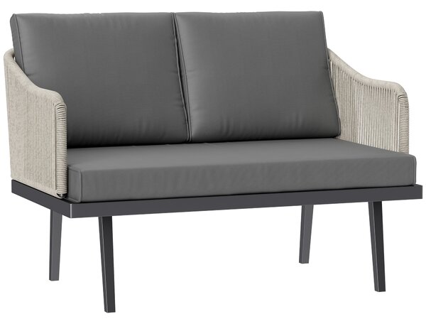 Outsunny Divano da giardino 2 posti con cuscini in rattan, telaio in acciaio 110 x 70 x 72 cm Grigio scuro | Aosom Italy