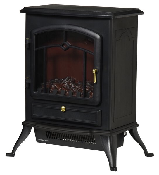HOMCOM Camino Elettrico da Terra con Effetto Fiamma Potenza 1000W /2000W 45×28×54cm Nero|Aosom