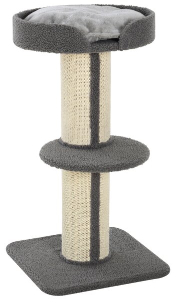 PawHut Tiragraffo gatto multi-attività albero per gatti 81cm con cuscino colonna in sisal Agnello cashmere grigio|Aosom