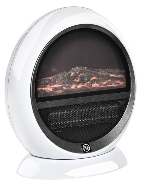 HOMCOM Camino Elettrico da terra con Effetto Fiamma Regolabile e finestra frontale trasparente, Ruotabile e Portatile,1500W, Bianco | Aosom Italy