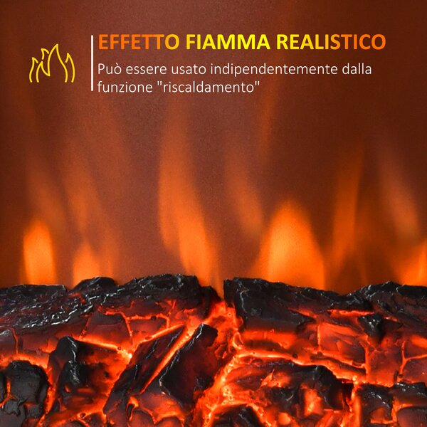 HomCom Camino Elettrico 2000W da Incasso o da Terra con Effetto Fiamma, in Plastica e Metallo, 48.2×18.5×59.2cm, finitura oro | Aosom Italy