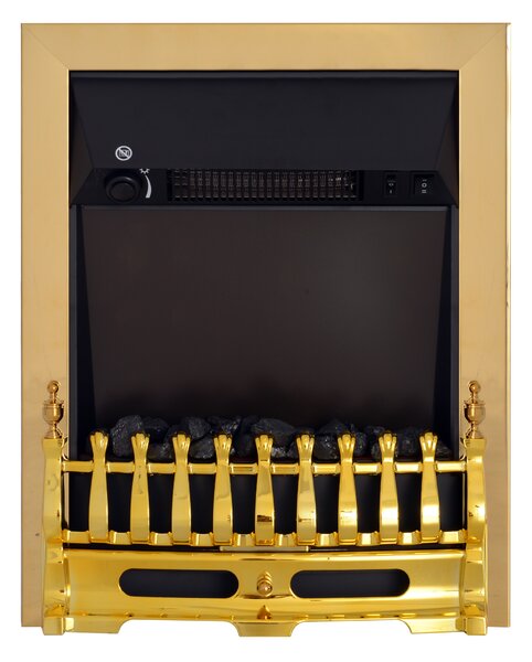 HomCom Camino Elettrico 2000W da Incasso o da Terra con Effetto Fiamma, in Plastica e Metallo, 48.2×18.5×59.2cm, finitura oro | Aosom Italy