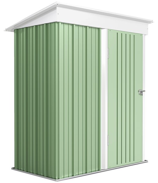 Outsunny Casetta da Giardino con Porta Bloccabile e 2 ripiani regolabili, Porta Attrezzi in Acciaio, 161x95x163/181cm, Verde | Aosom Italy