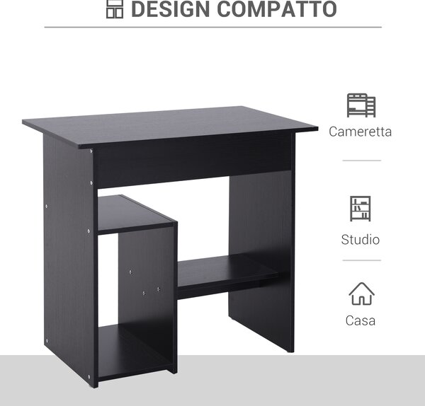 HOMCOM Scrivania PC Moderna in Legno con Ripiano per CPU e Spazio per Tastiera Estraibile, 80x45x75 cm, Nero