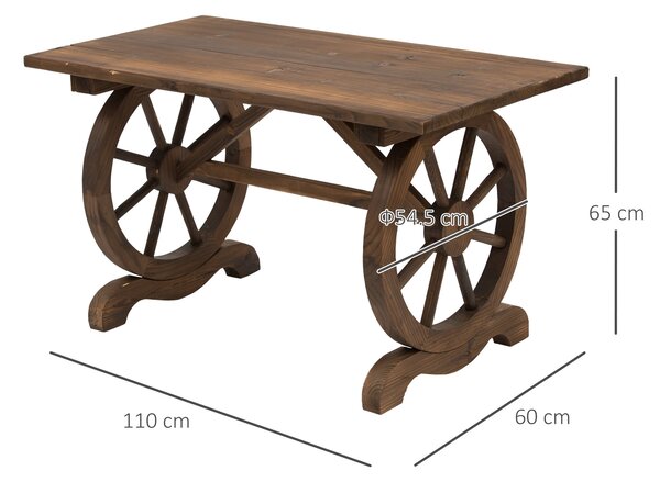 Outsunny Tavolo da Giardino Stile Country con Gambe a Ruota, in Legno di Abete Resistente alle Intemperie 113x60x65cm|Aosom