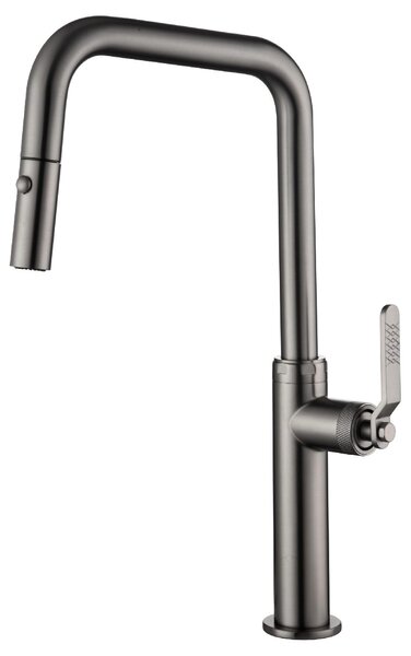 IMEX Rubinetto Cucina Miscelatore con Doccetta Estraibile Monocomando colore Black Gun Metal - GCE027/BGM Niza
