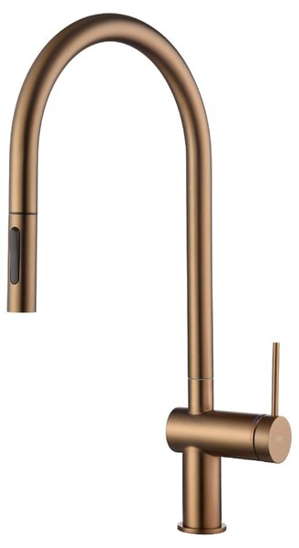 IMEX Rubinetto Cucina Miscelatore con Doccetta Estraibile Monocomando colore Oro Rosa Spazzolato - GCE026/ORC Berna