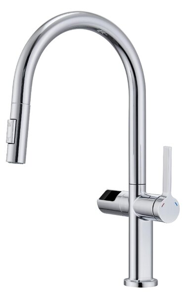 IMEX Rubinetto Cucina Miscelatore con Doccetta Estraibile Monocomando Digitale colore Cromo - GCE021 Turin