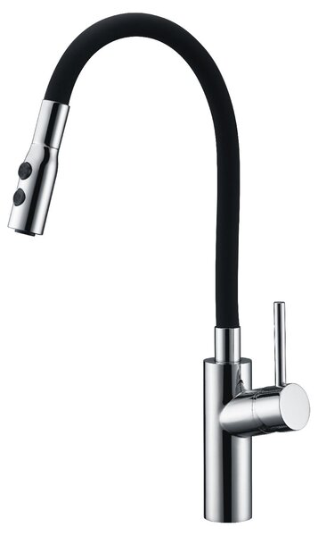 IMEX Rubinetto Cucina Miscelatore Monocomando con Bocca Flessibile colore Cromo/Nero - GCE016 Tokyo