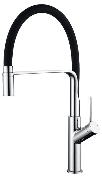 IMEX Rubinetto Cucina Miscelatore Monocomando con Bocca Flessibile colore Cromo/Nero - GCE022 Sena